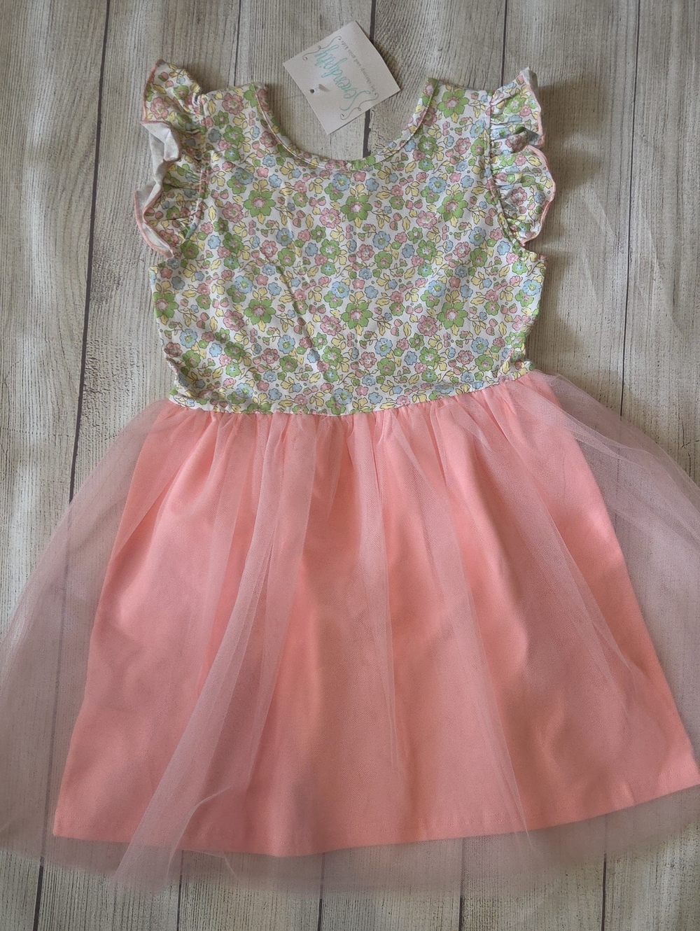 Floral Bodice Pink Tulle Girls' Dress